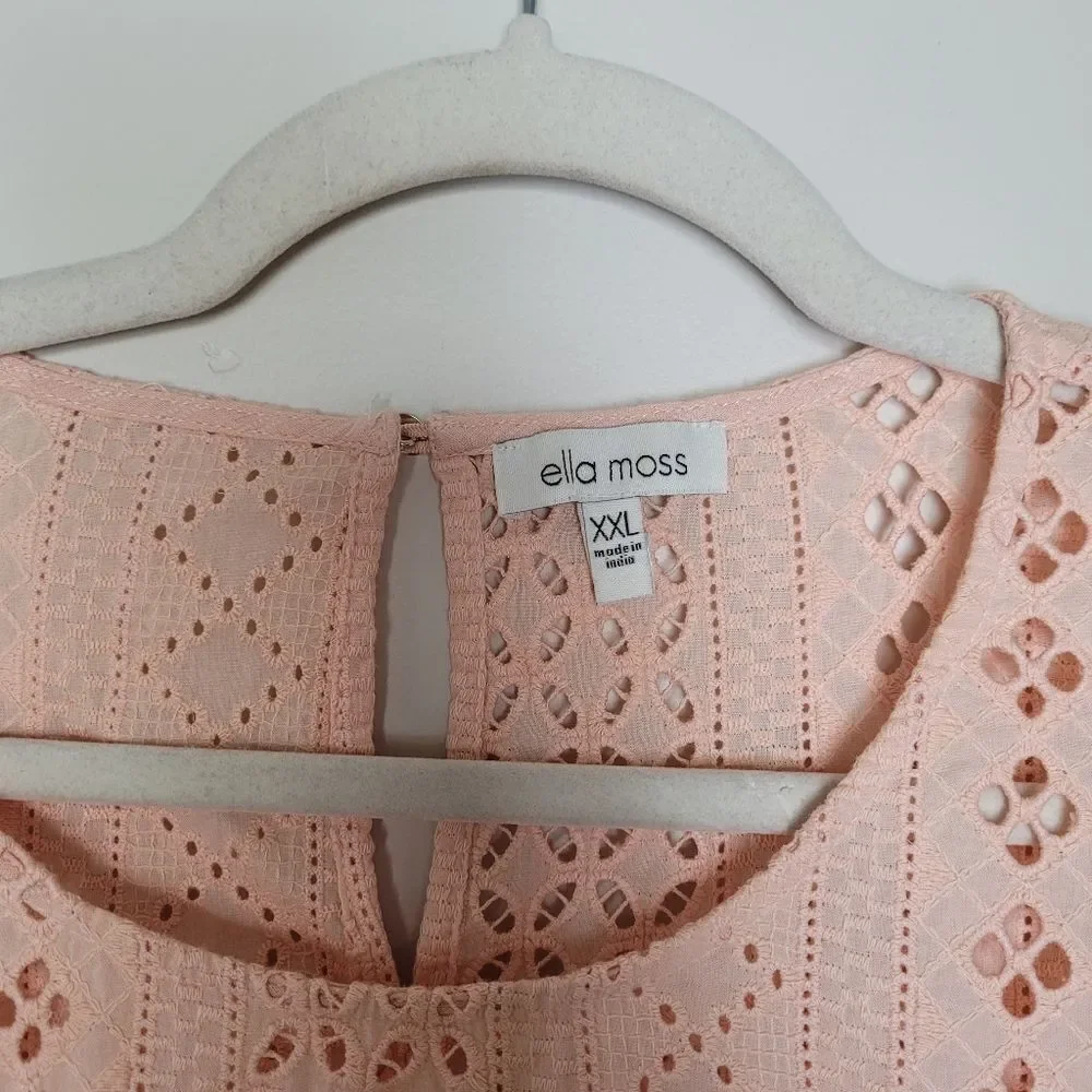 Ella Moss Pink Blouse Top Plus Size XXL Lace Cottagecore Flounce Romantic Girly - Picture 8 of 12